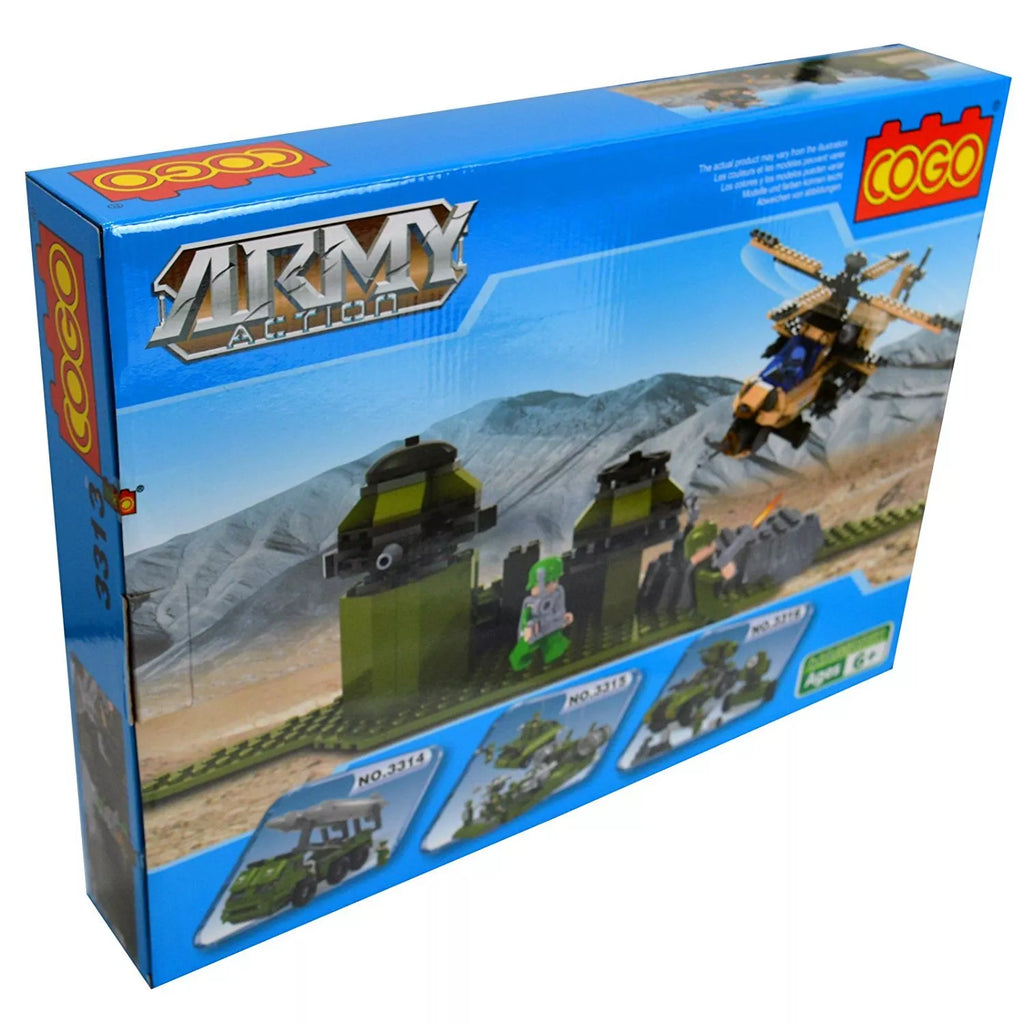 Army Action Attack Helicopter Building Blocks Cogo Kids Childrens Toy Set