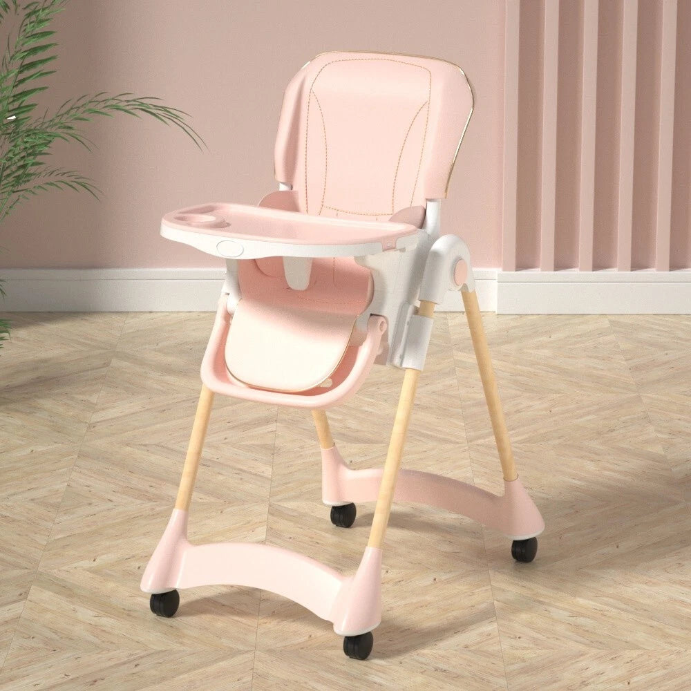 Baby Toddler Feeding High Chair Adjustable Hight Recline Foldable Harness