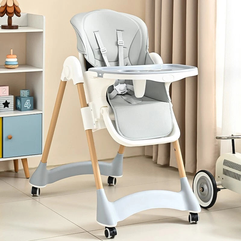 Baby Toddler Feeding High Chair Adjustable Hight Recline Foldable Harness