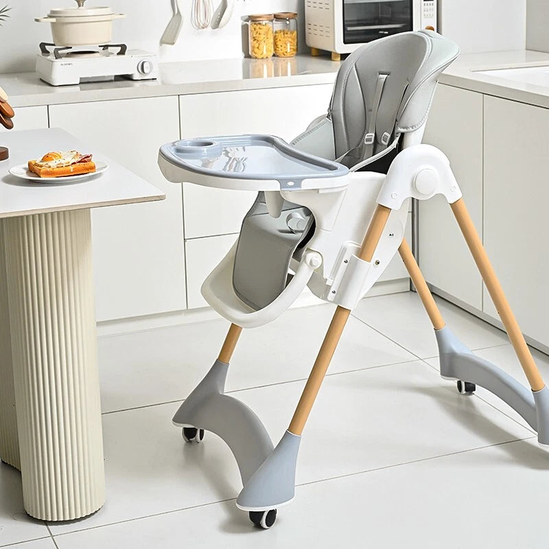 Baby Toddler Feeding High Chair Adjustable Hight Recline Foldable Harness