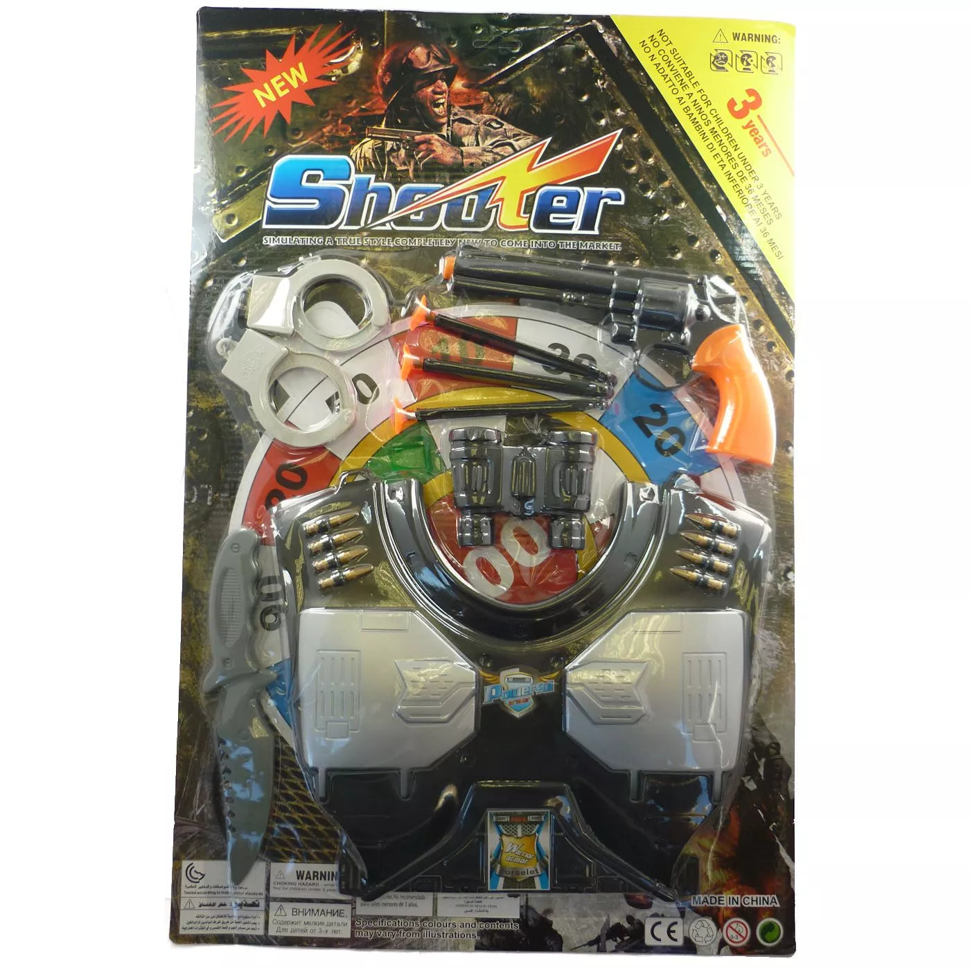 Pistol Revolver Shooter Shield Handcuffs Army SWAT team Kids Toy Multi Pack Set