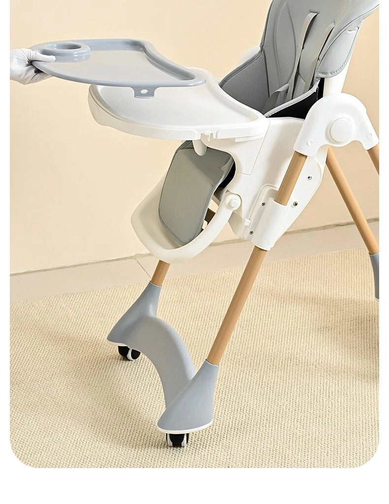 Baby Toddler Feeding High Chair Adjustable Hight Recline Foldable Harness