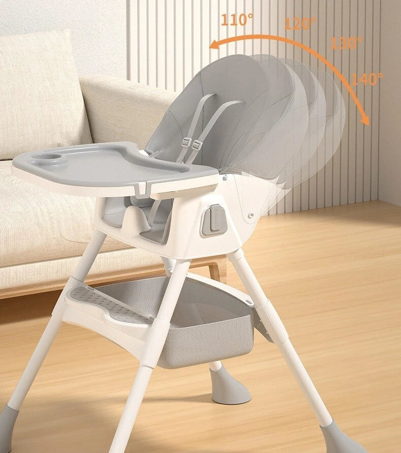 High Chair Baby Toddler Removable Dining Tray 5-piont Harness Foldable