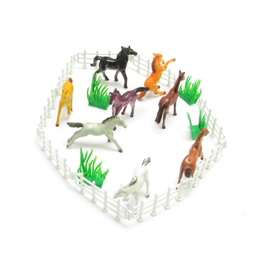Horses and Pony Children's Farm Animal Plastic Toy Figures Boys Girls Play 8 pcs