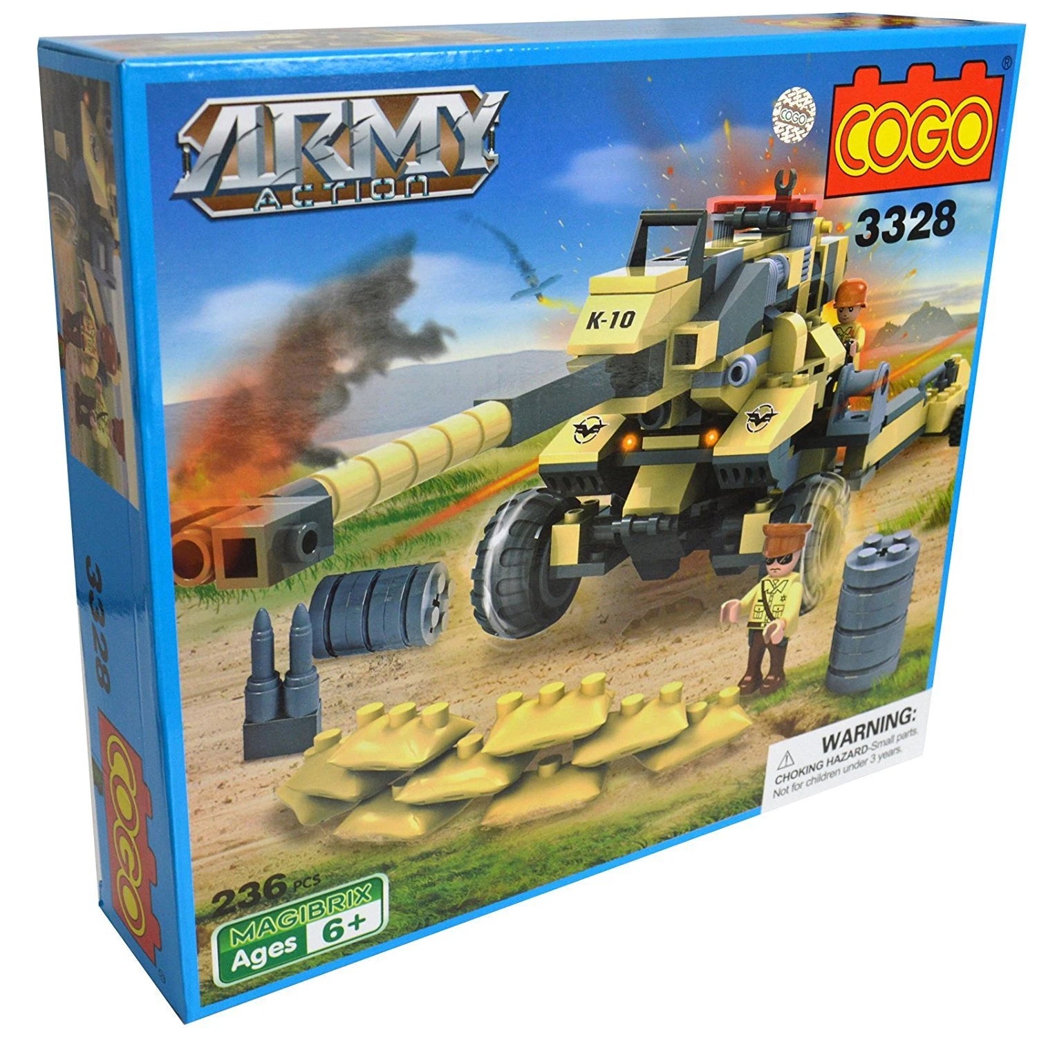 Army Action Artillery Cannon Building Blocks Cogo Kids Children's Toy Set Kids