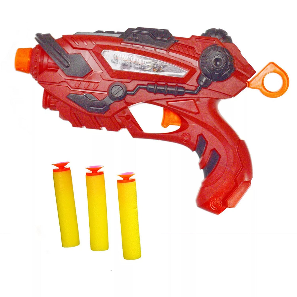 Red Pistol Dart Shooting Gun Shoots Bullets Bolt Action Ray Gun Kids Toy Bargain