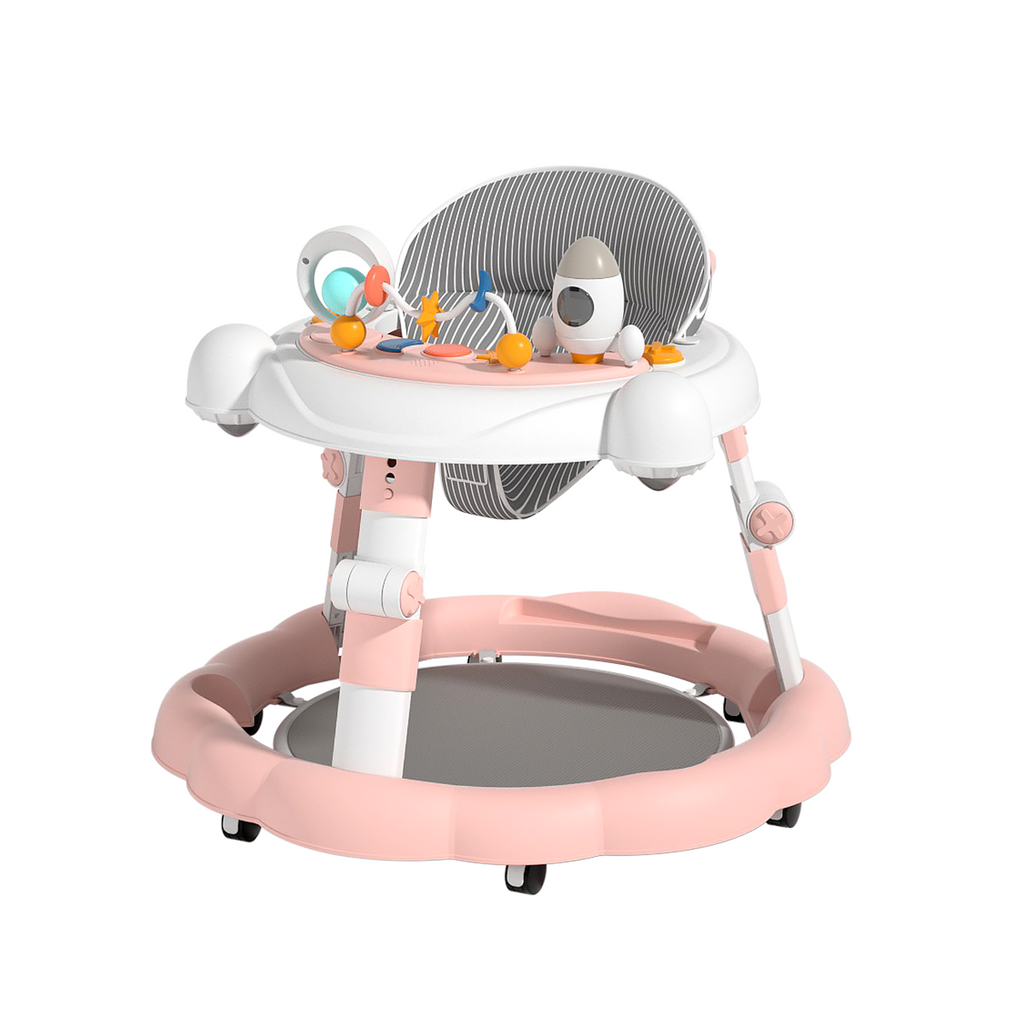Baby Walker Push Along Learning Walking Wheel Multifunctional Sensory Toys Pink