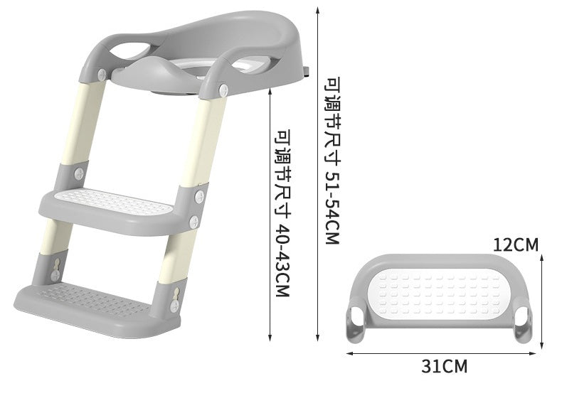 Baby Toddler Potty Training Toilet Seat Adjustable Height Foldable Steps
